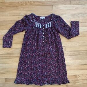 Eileen West Floral Lace Trim Mother of Pearl Button Nightgown Cottagecore Sz S